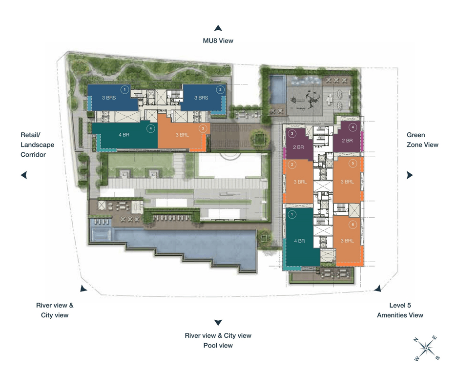Mặt bằng tầng 5 Cove Residence.