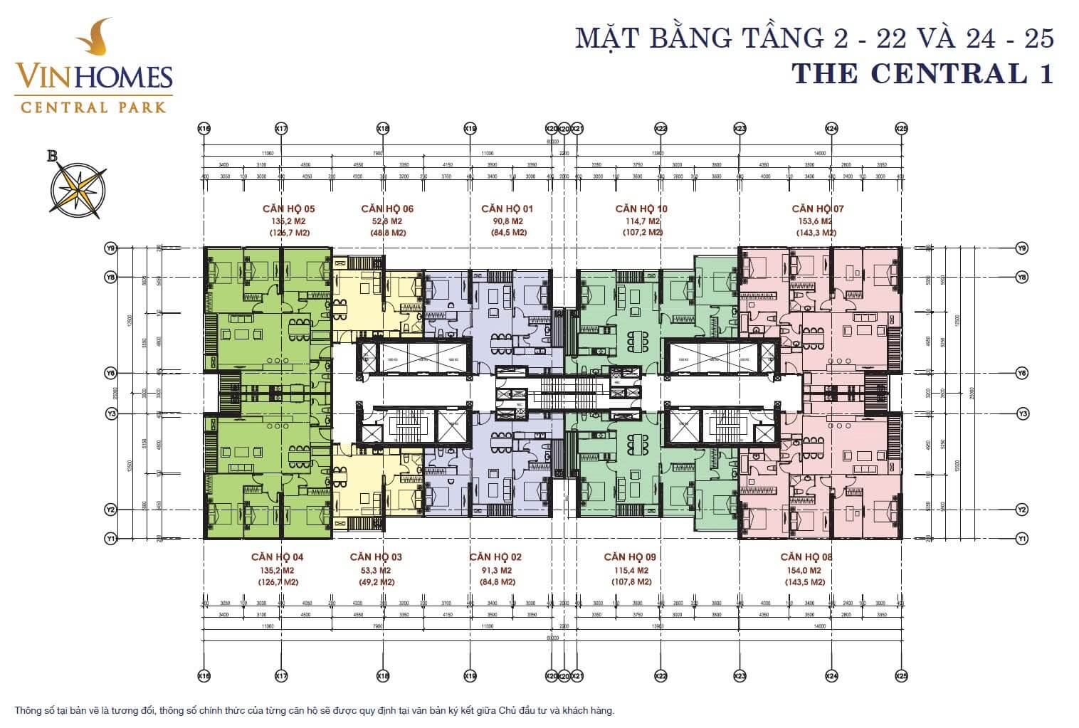 Mặt bằng Central 1 Vinhomes Golden River quận 1