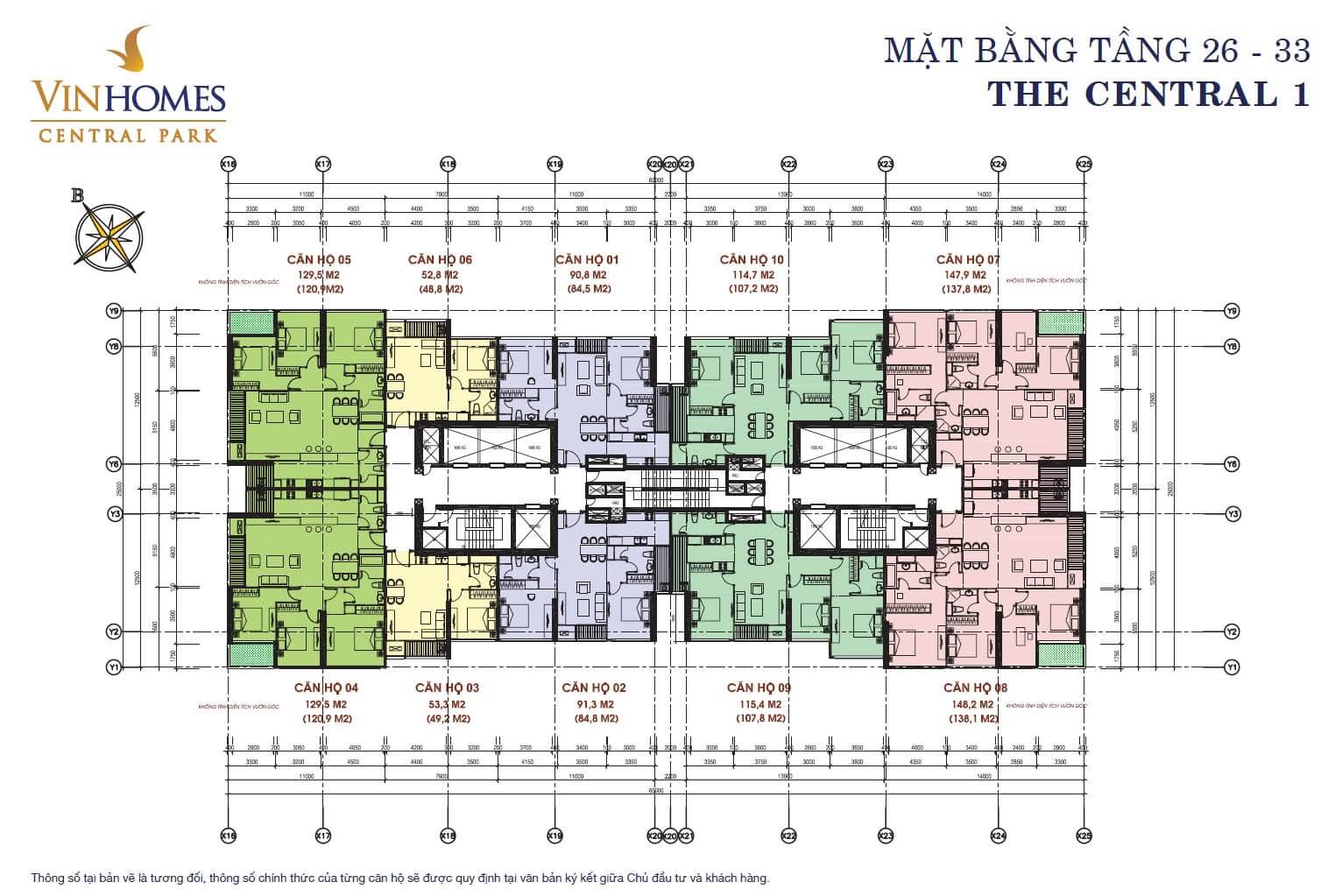 Mặt bằng Central 1 Vinhomes Golden River quận 1