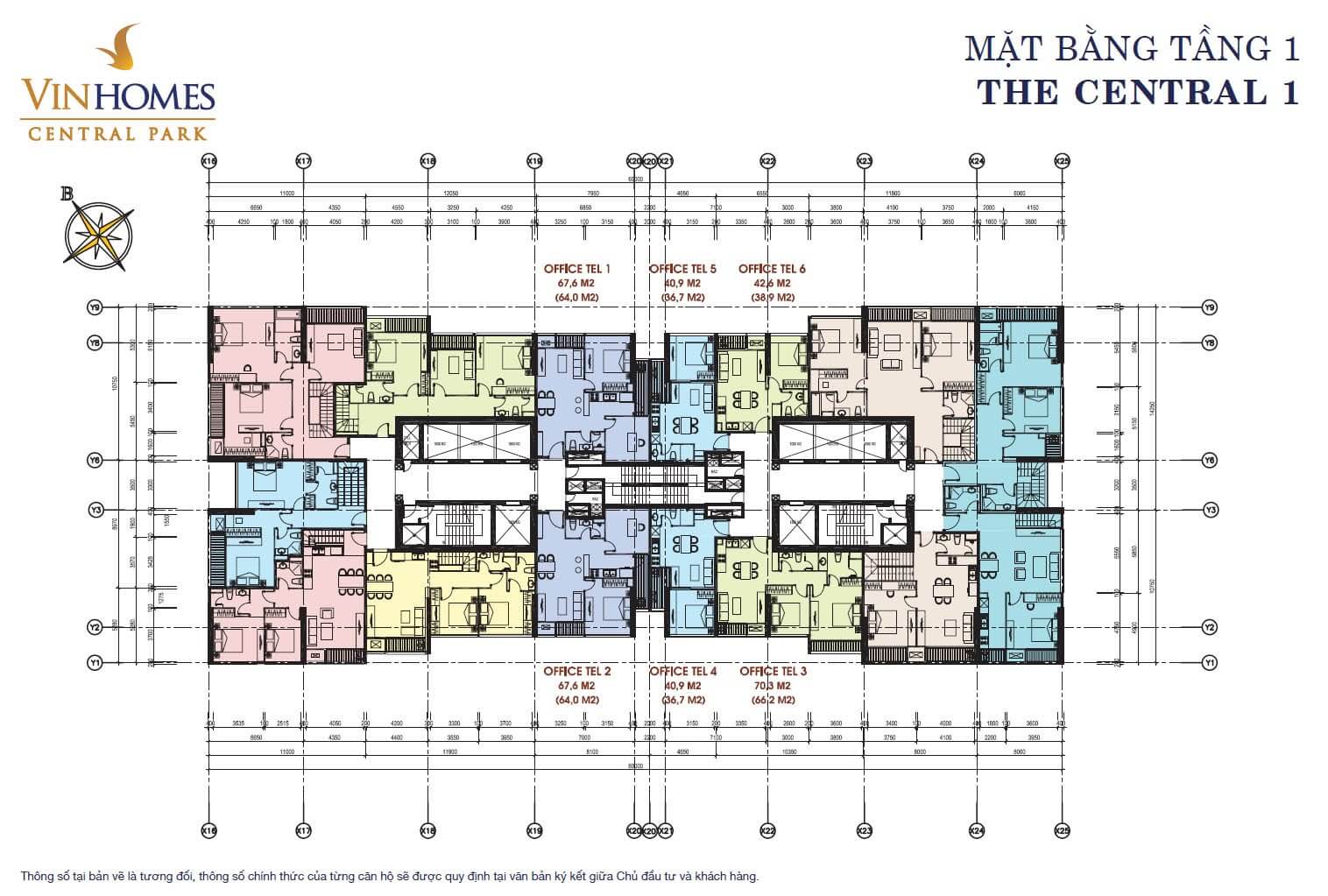 Mặt bằng Central 1 Vinhomes Golden River quận 1