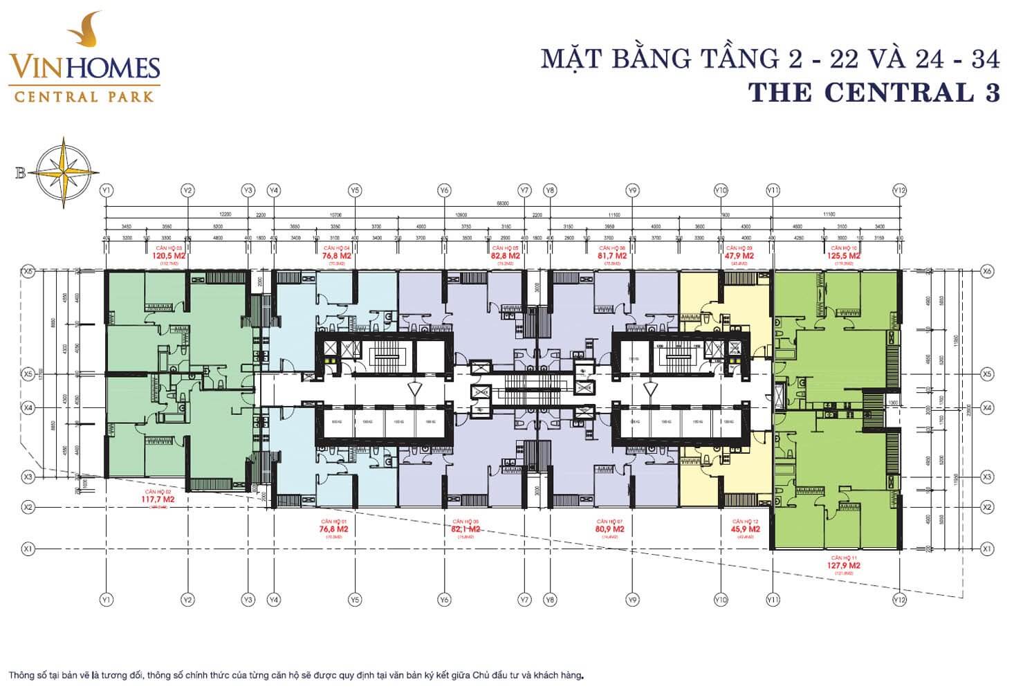 Mặt bằng Central 3 Vinhomes Central Park quận Bình Thạnh
