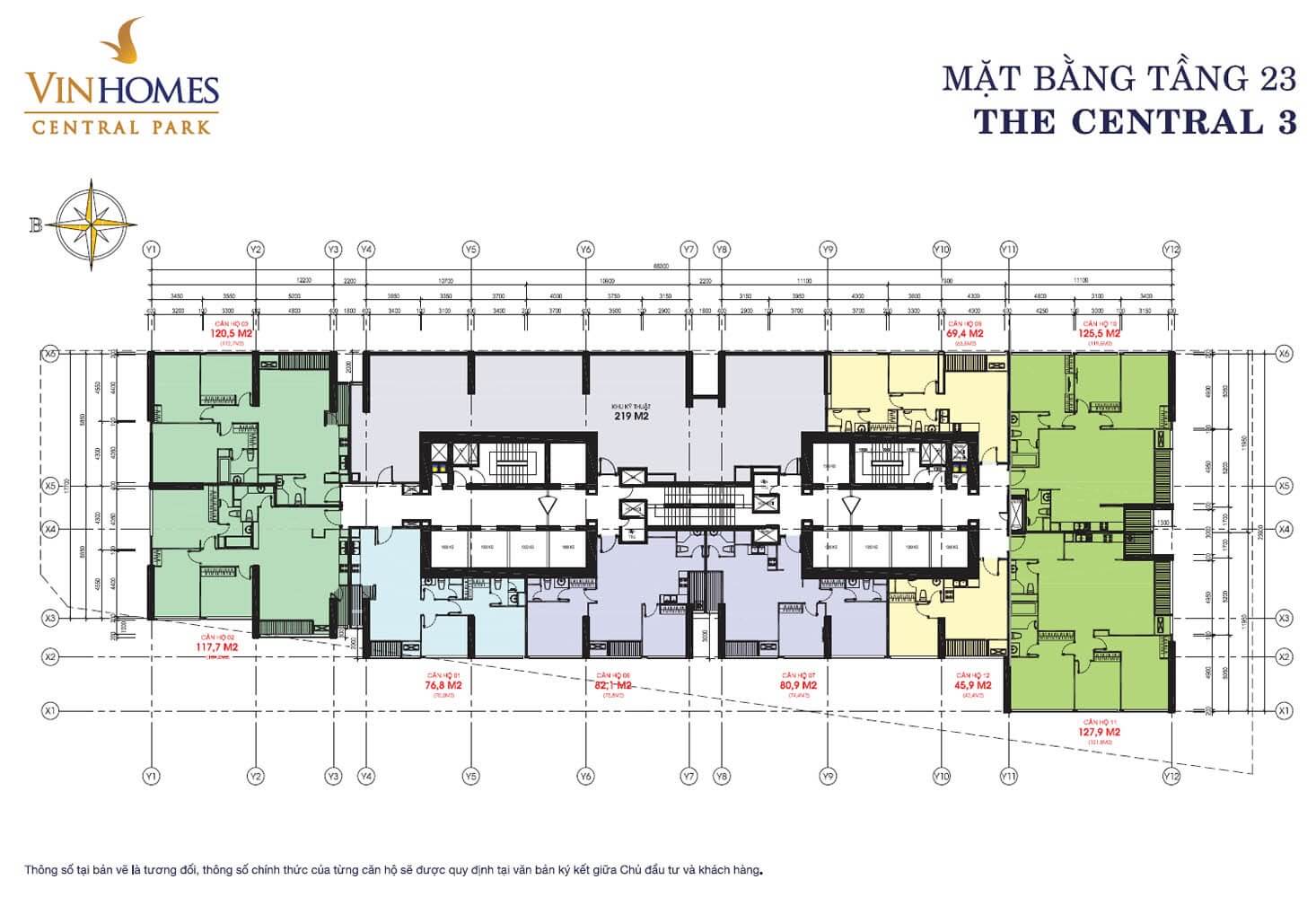 Mặt bằng Central 3 Vinhomes Central Park quận Bình Thạnh