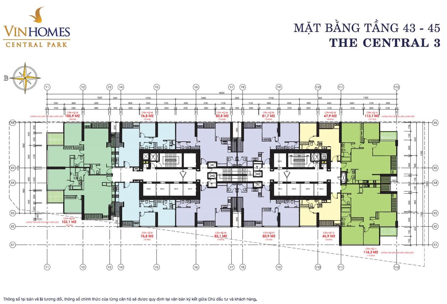 Mặt bằng Central 3 Vinhomes Central Park quận Bình Thạnh