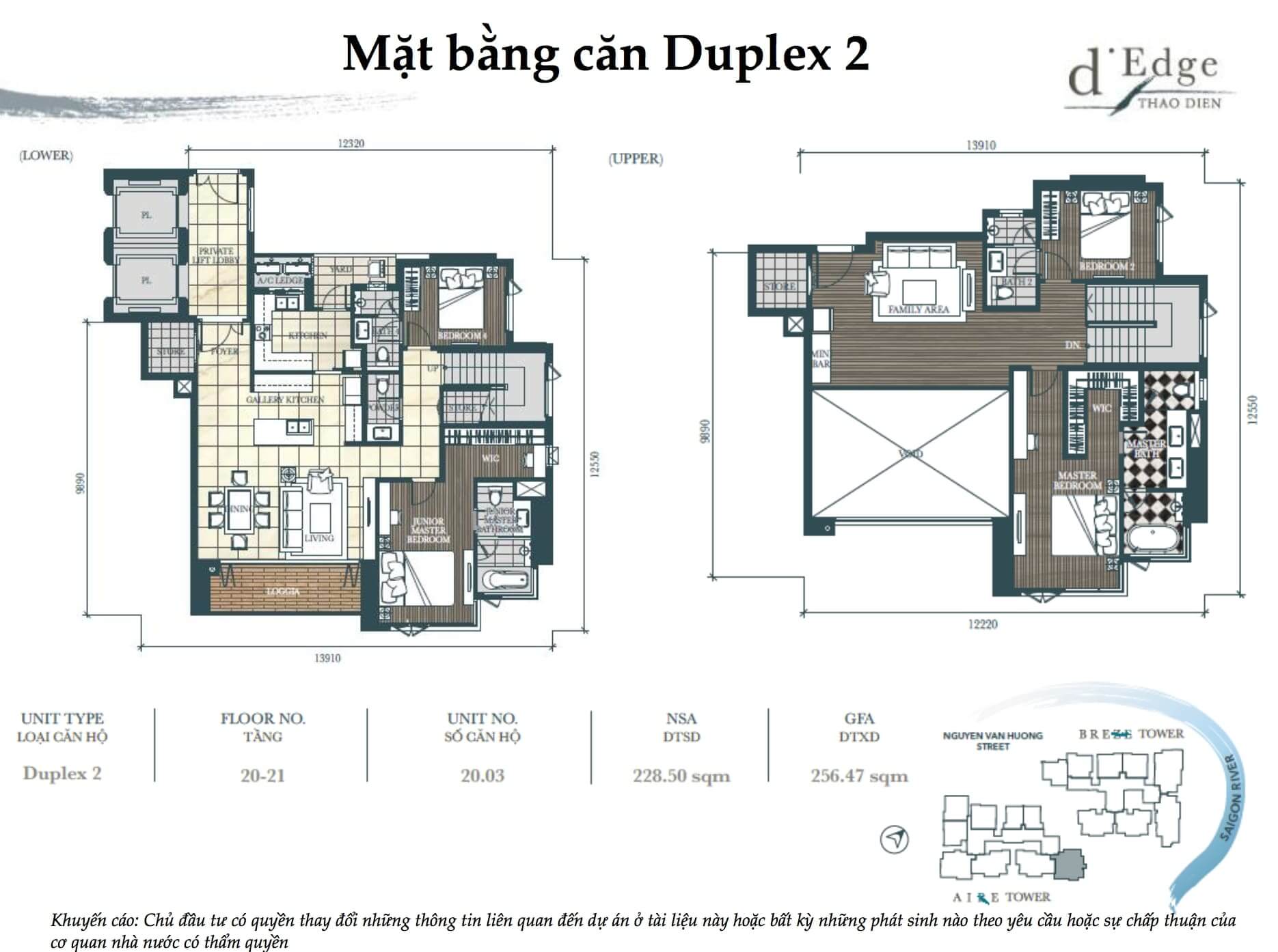 Mặt bằng căn hộ Duplex d'Edge Thao Dien quận 2