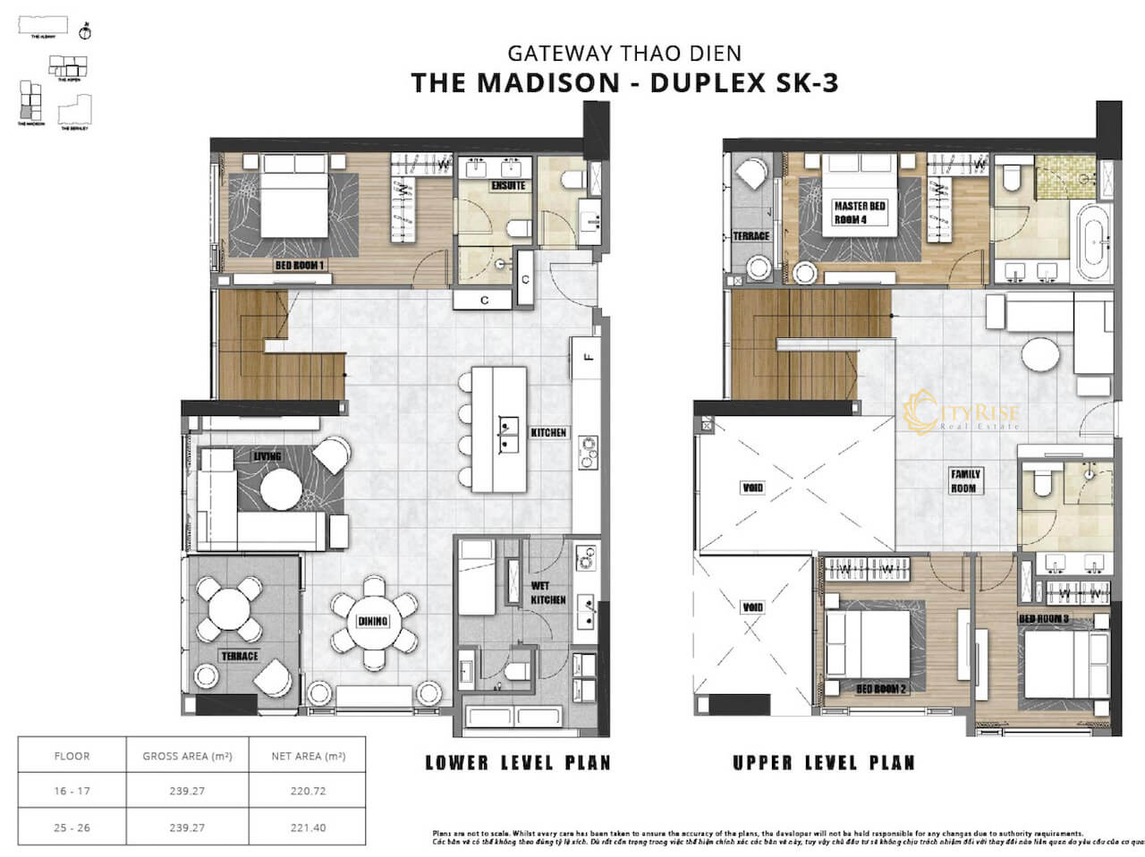 Mặt bằng căn hộ Duplex tháp The Madison Gateway Thảo Điền quận 2