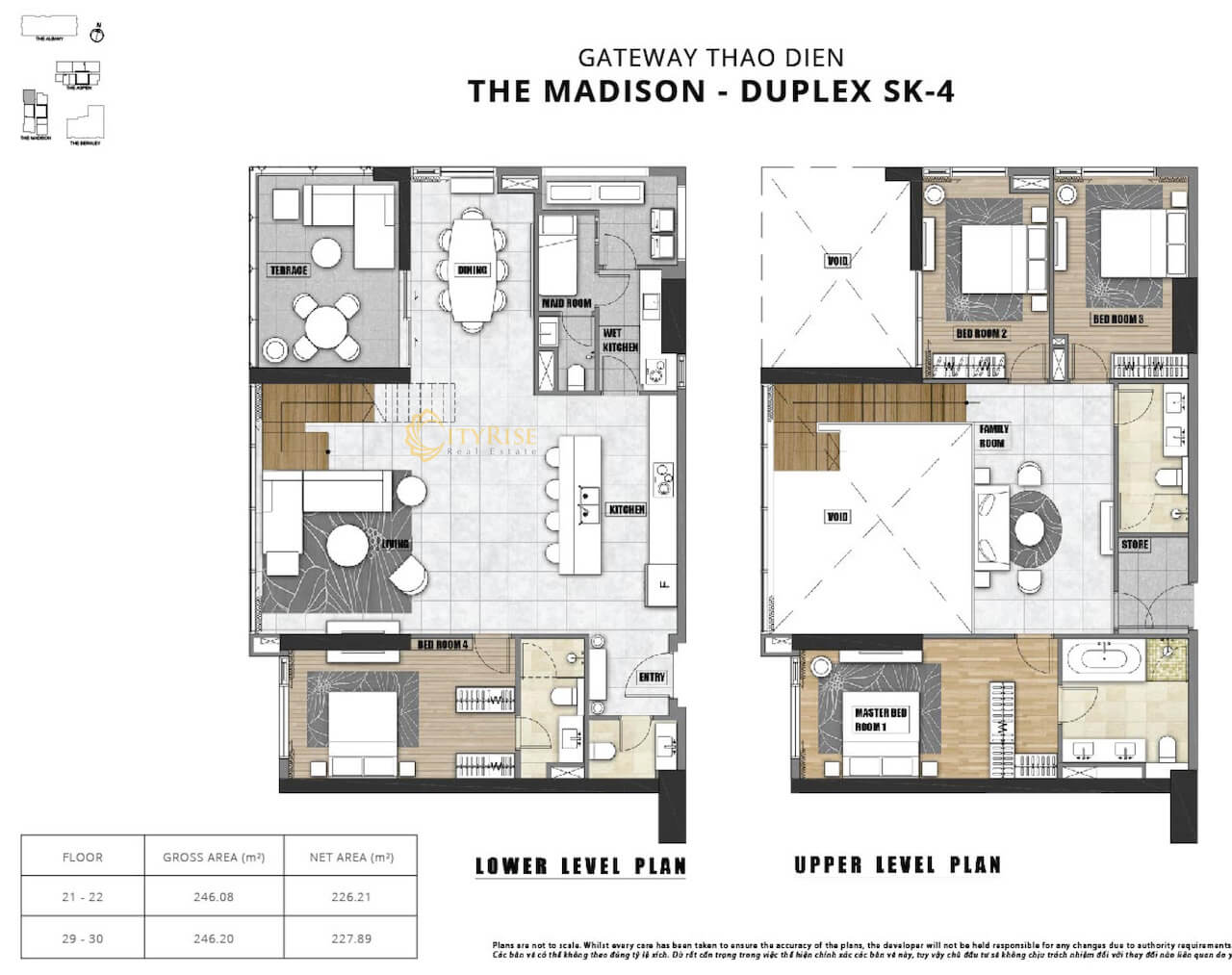 Mặt bằng căn hộ Duplex tháp The Madison Gateway Thảo Điền quận 2