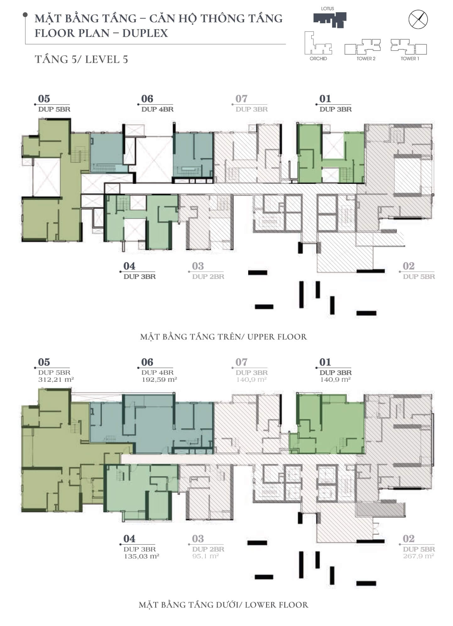 Mặt bằng căn hộ Duplex toà Lotus Vista Verde quận 2