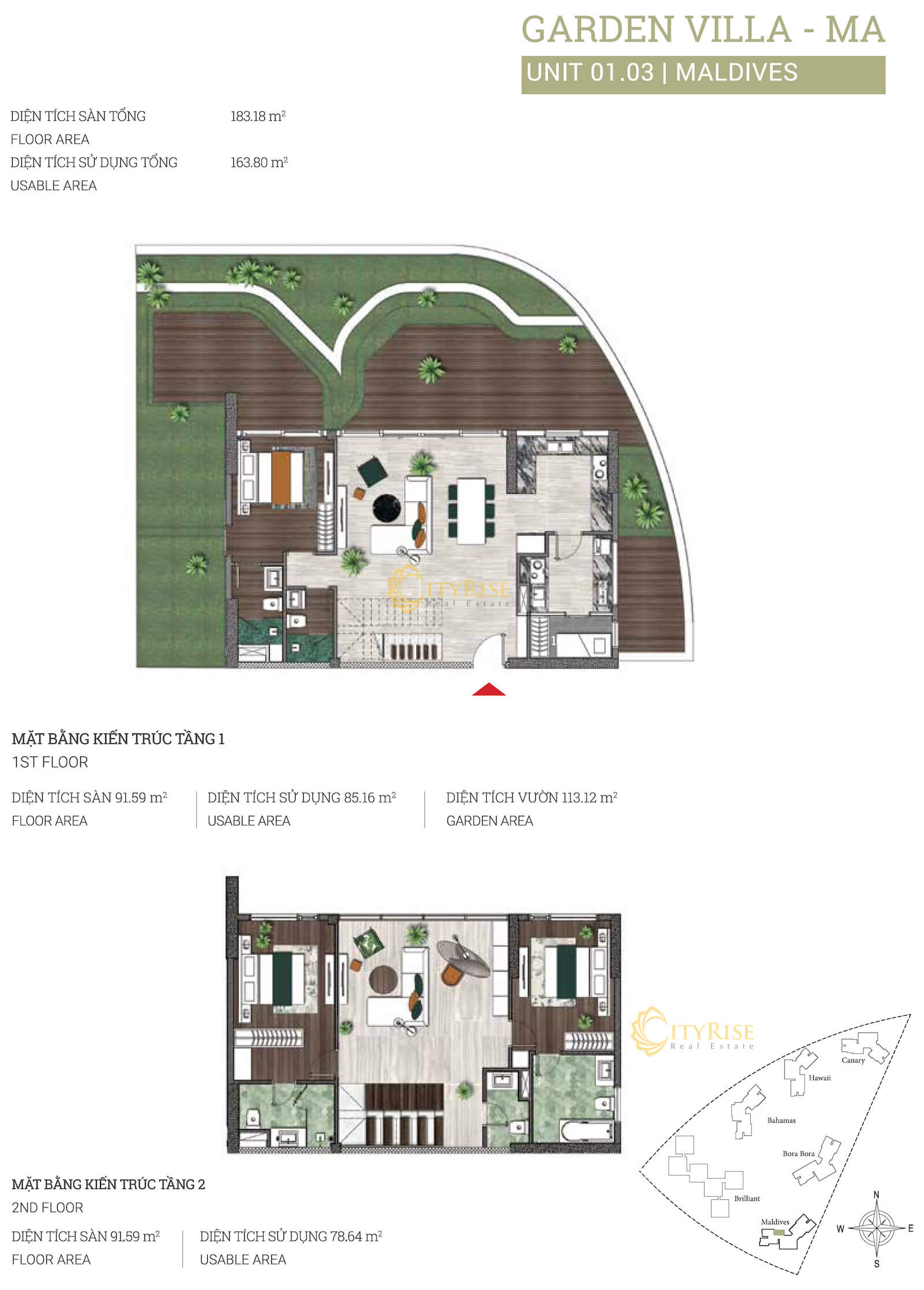 Mặt bằng căn hộ Garden Villas Maldives Diamond Island quận 2
