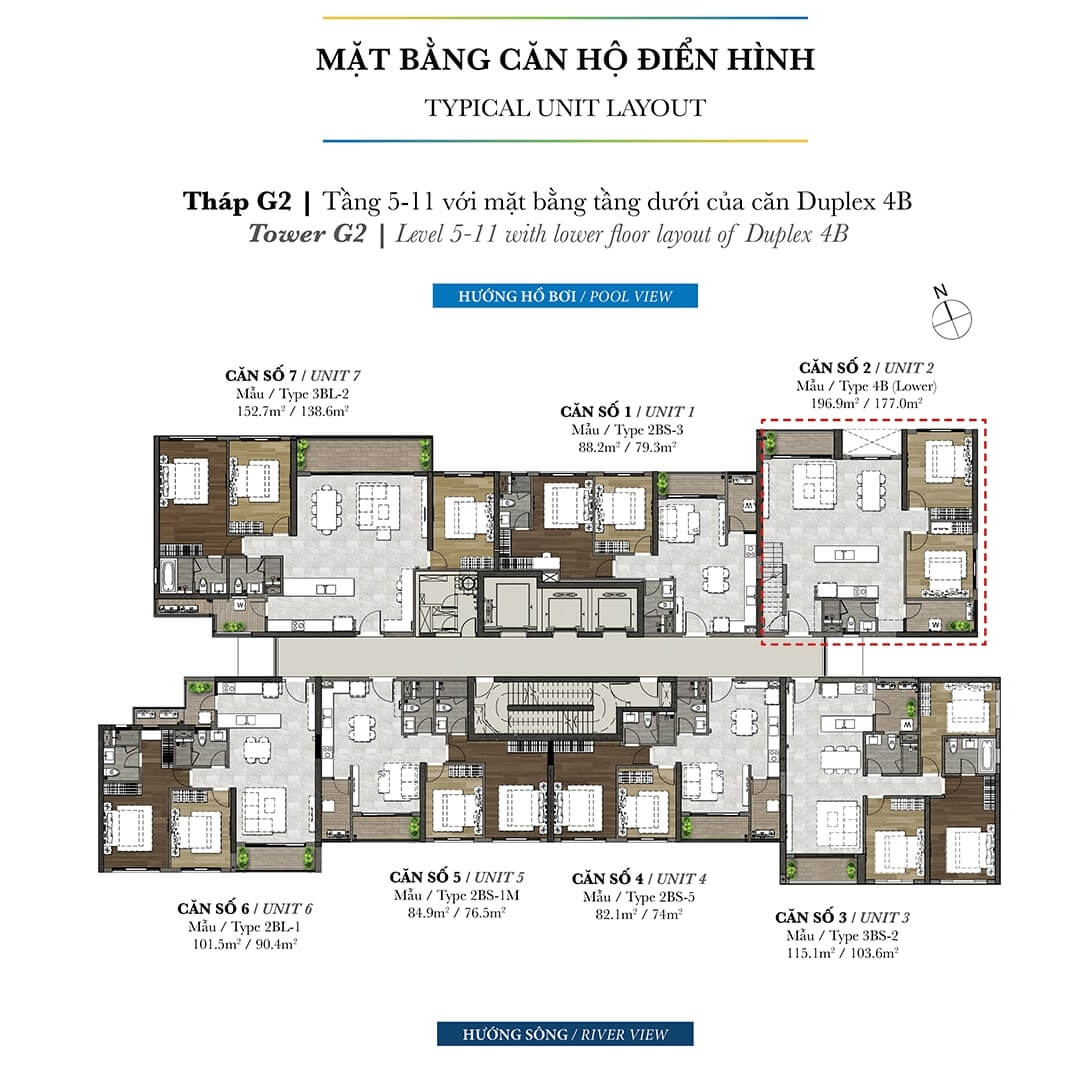 Mặt bằng căn hộ Palm Garden quận 2