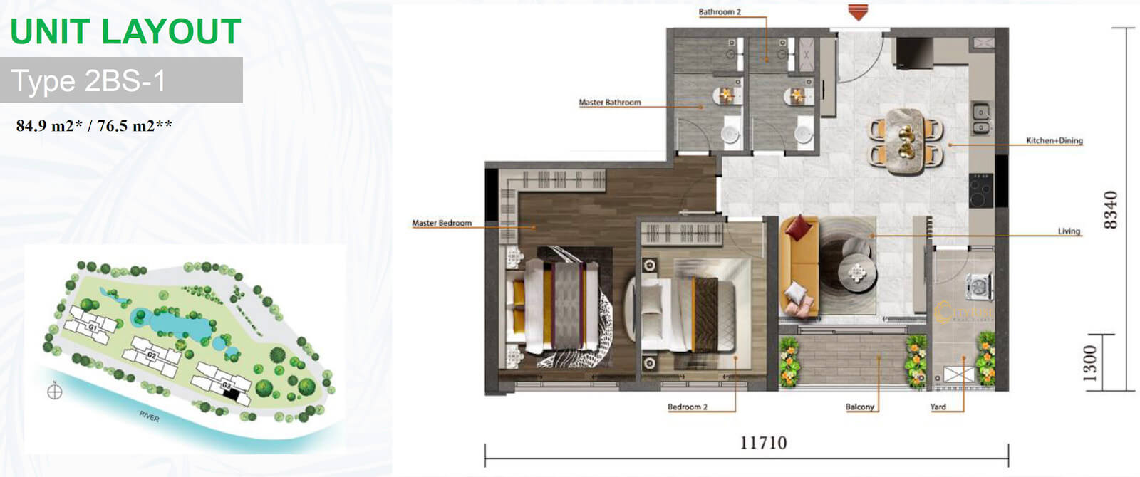 Mặt bằng căn hộ Palm Garden quận 2