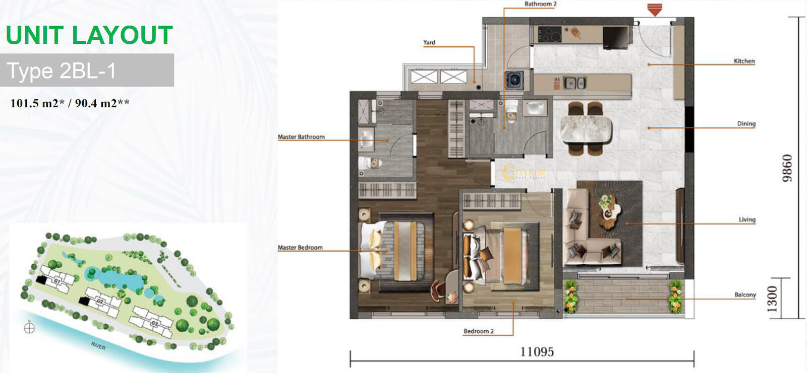 Mặt bằng căn hộ Palm Garden quận 2