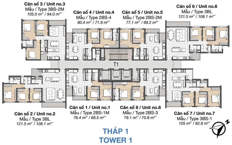 Mặt bằng căn hộ Palm Heights Palm City quận 2