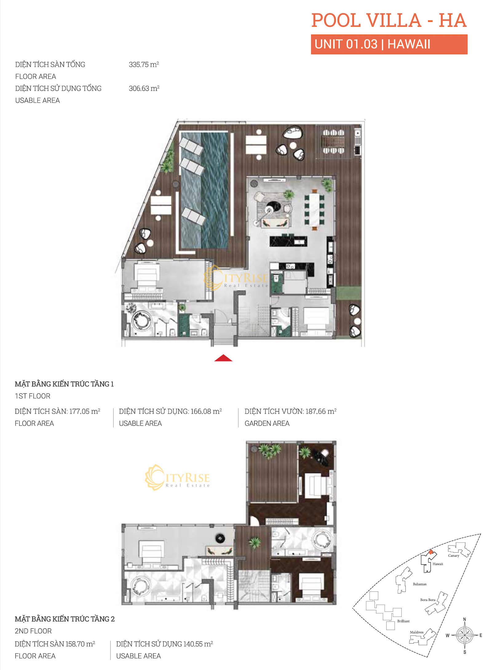 Layout tháp Hawaii Đảo Kim Cương 14 Mặt bằng căn hộ Pool Villas Hawaii Diamond Island quận 2