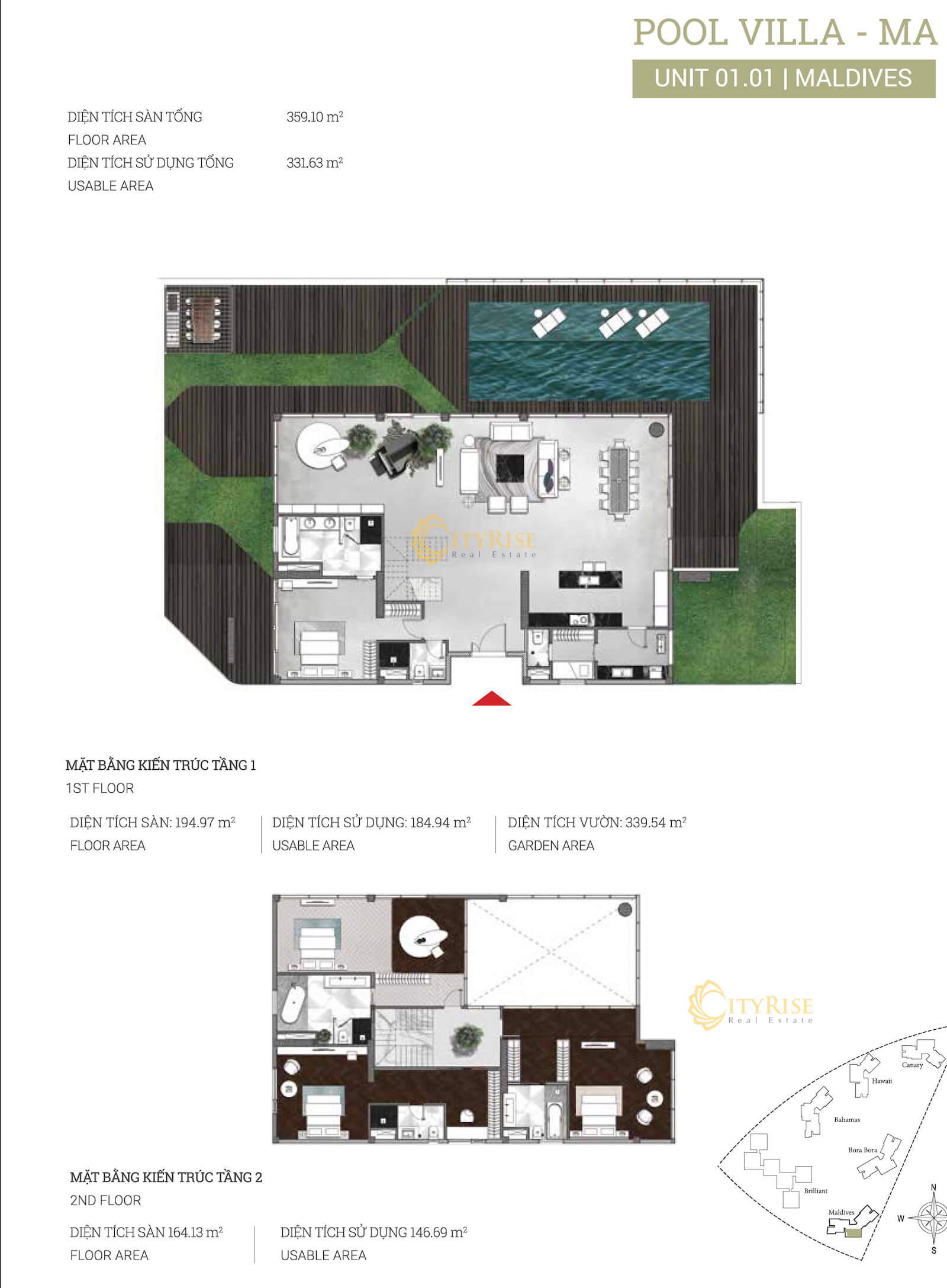 Mặt bằng căn hộ Pool Villas Maldives Diamond Island quận 2