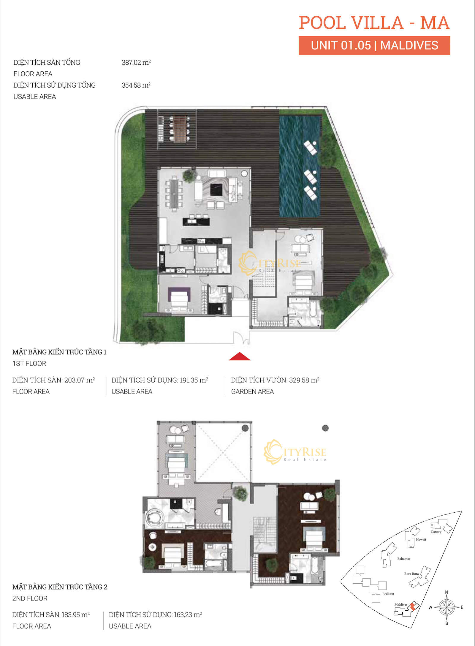 Mặt bằng căn hộ Pool Villas Maldives Diamond Island quận 2