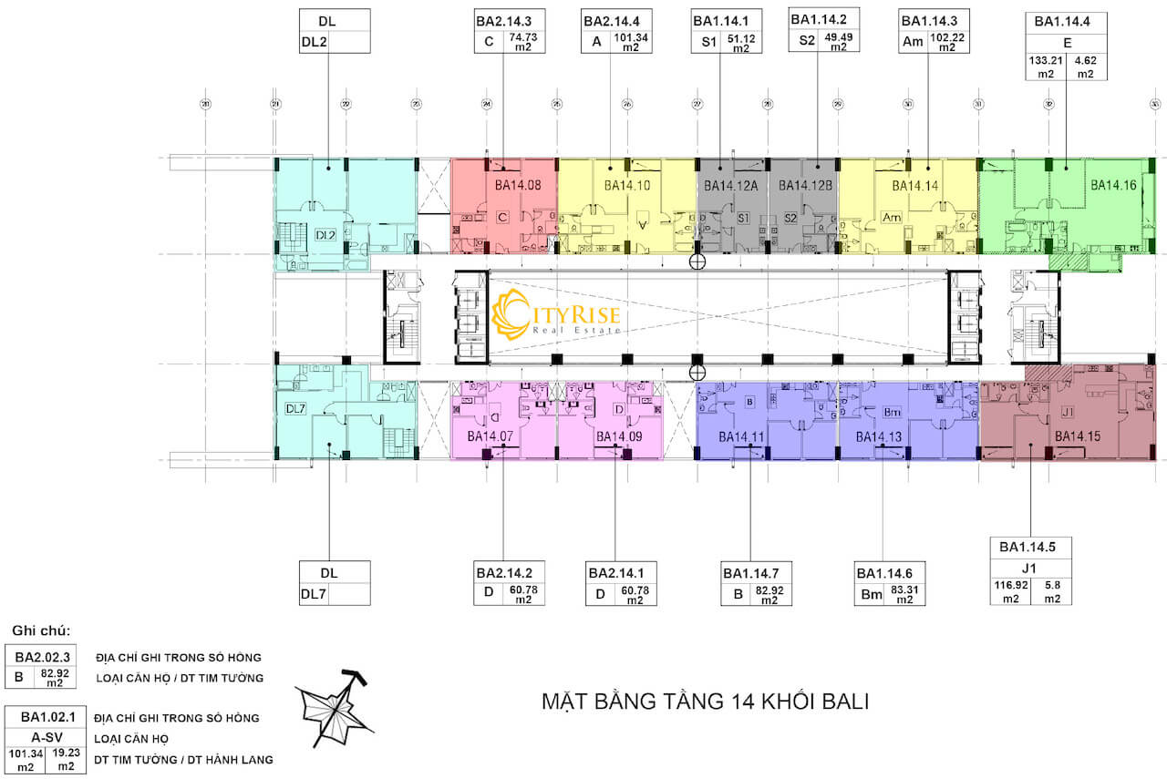 Layout tháp Bali căn hộ New City Thủ Thiêm Quận 2