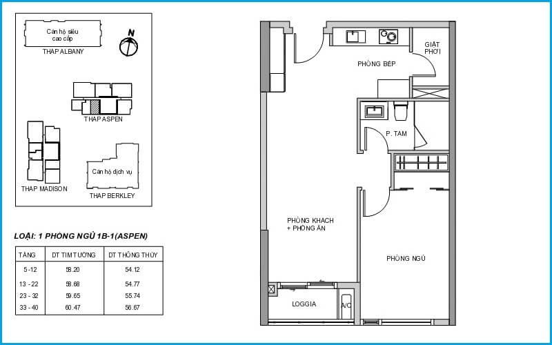 Mặt bằng căn hộ The Aspen Gateway Thảo Điền quận 2