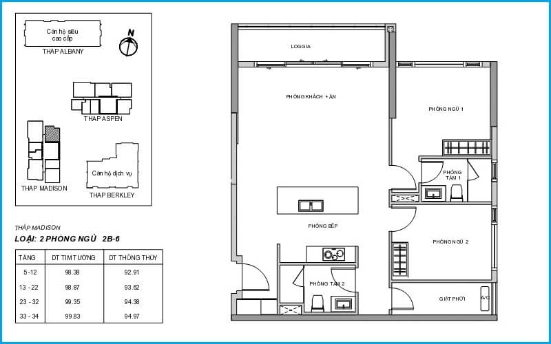 Mặt bằng căn hộ The Madison Gateway Thảo Điền quận 2