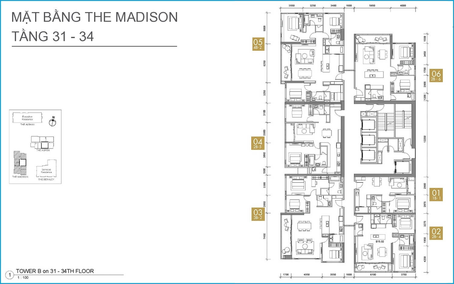 Mặt bằng căn hộ The Madison Gateway Thảo Điền quận 2