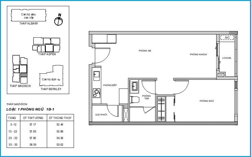 Mặt bằng căn hộ The Madison Gateway Thảo Điền quận 2