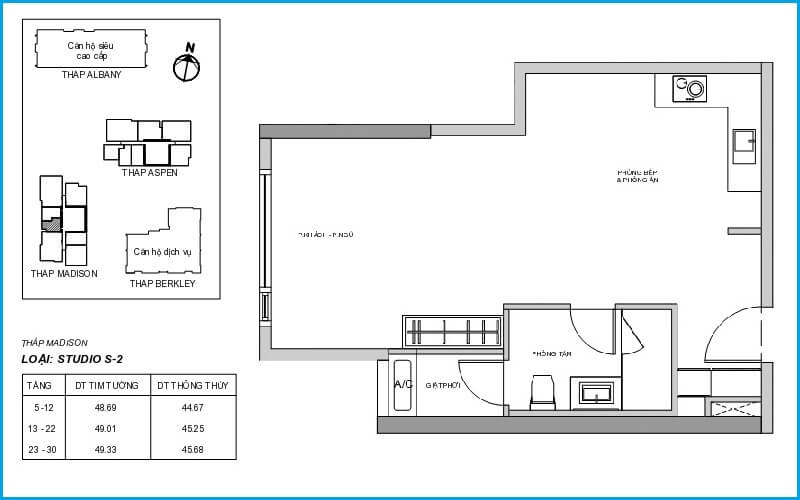 Mặt bằng căn hộ The Madison Gateway Thảo Điền quận 2