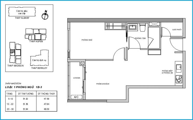 Mặt bằng căn hộ The Madison Gateway Thảo Điền quận 2