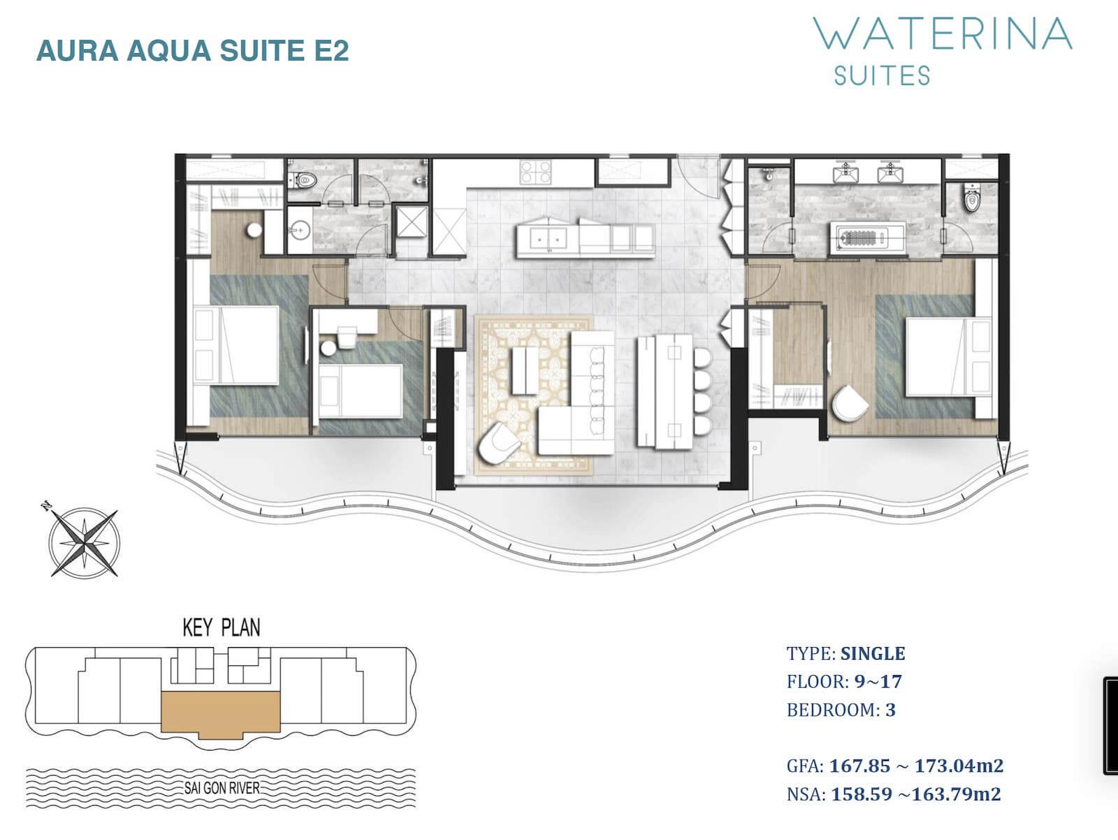 Mặt bằng căn hộ Waterina Suites quận 2