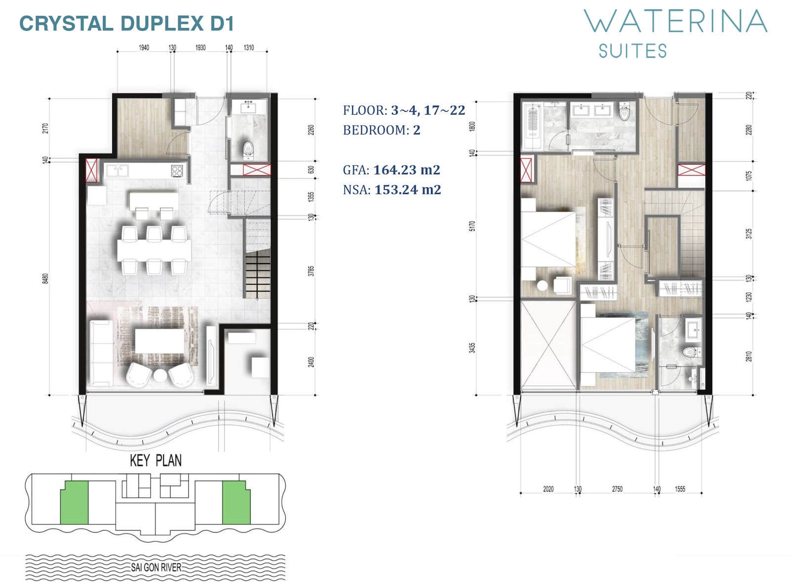 Mặt bằng căn hộ Waterina Suites quận 2