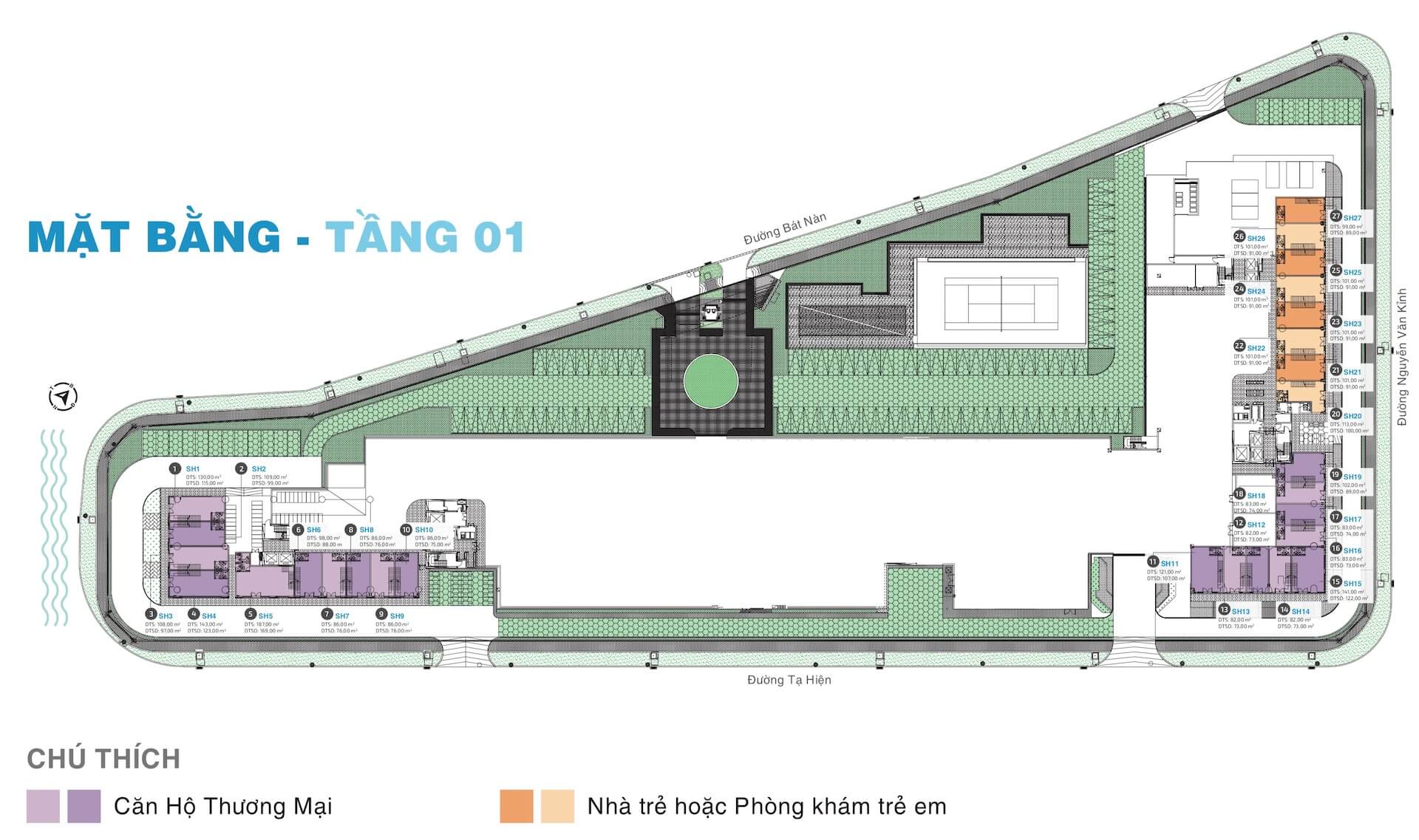 Mặt bằng shophouse One Verandah quận 2