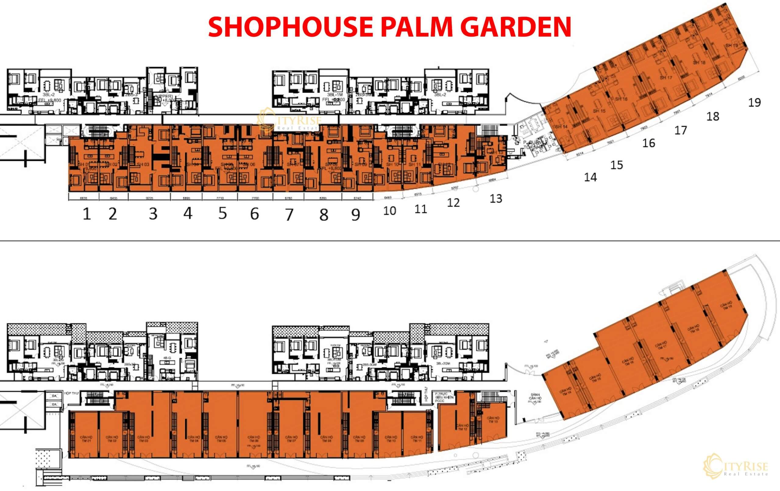 Mặt bằng shophouse Palm Garden City quận 2