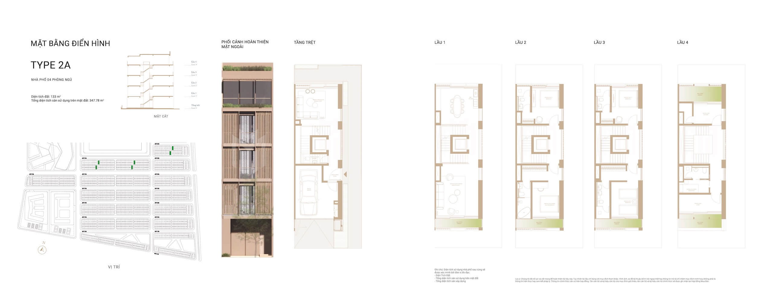layout mặt bằng nhà phố shophouse dự án The Global City Masterise Homes Thủ Đức thiết kế loại Type 2A phân khu SOHO