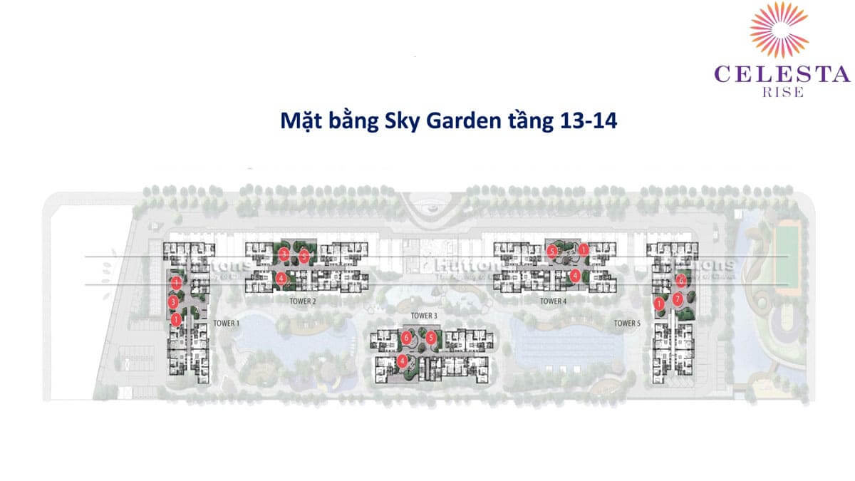 Mặt bằng tầng Sky Garden 13-14 dự án Celesta Rise Nhà Bè Keppel Land